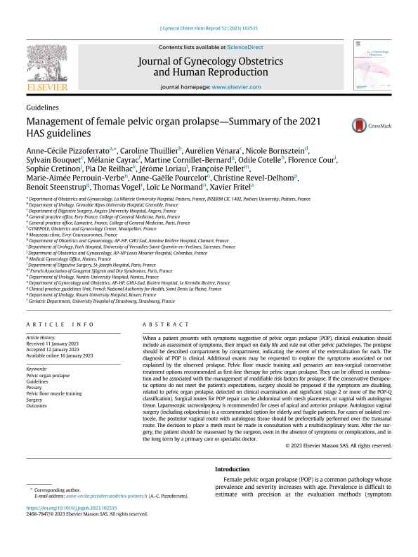 2021 HAS指南：女性盆腔器官脱垂的管理（概要）PDF电子书下载 - 中医养生阁中医教学-中医资料-中医医案-中医针灸-古籍珍本-中医基础-中医经典-中医-名家学术-中医男科-疾病专治-经方论治-名族医药-中医方剂-中药本草-中医拔罐-中医刮痧-推拿按摩-中医内科-中西结合-中医妇科-中医皮肤-中医医话-中医外科-中医儿科-中医儿科-海外中医-特色疗法-中医骨伤-中医四诊-中医养生阁