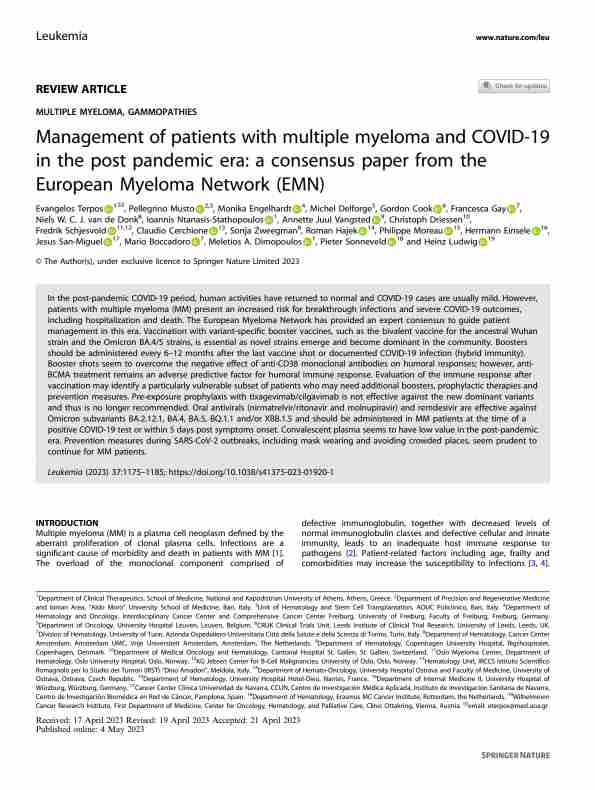 2023 EMN共识:大流行后时代多发性骨髓瘤合并COVID-19患者的管理PDF电子书下载 - 中医养生阁中医教学-中医资料-中医医案-中医针灸-古籍珍本-中医基础-中医经典-中医-名家学术-中医男科-疾病专治-经方论治-名族医药-中医方剂-中药本草-中医拔罐-中医刮痧-推拿按摩-中医内科-中西结合-中医妇科-中医皮肤-中医医话-中医外科-中医儿科-中医儿科-海外中医-特色疗法-中医骨伤-中医四诊-中医养生阁