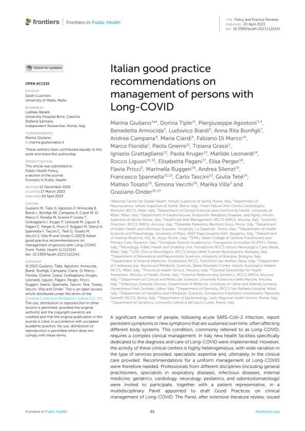 2023 意大利实践建议:长期COVID患者的管理PDF电子书下载 - 中医养生阁中医教学-中医资料-中医医案-中医针灸-古籍珍本-中医基础-中医经典-中医-名家学术-中医男科-疾病专治-经方论治-名族医药-中医方剂-中药本草-中医拔罐-中医刮痧-推拿按摩-中医内科-中西结合-中医妇科-中医皮肤-中医医话-中医外科-中医儿科-中医儿科-海外中医-特色疗法-中医骨伤-中医四诊-中医养生阁