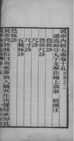 黄帝内经太素 卷15-22PDF电子书下载 - 中医养生阁中医教学-中医资料-中医医案-中医针灸-古籍珍本-中医基础-中医经典-中医-名家学术-中医男科-疾病专治-经方论治-名族医药-中医方剂-中药本草-中医拔罐-中医刮痧-推拿按摩-中医内科-中西结合-中医妇科-中医皮肤-中医医话-中医外科-中医儿科-中医儿科-海外中医-特色疗法-中医骨伤-中医四诊-中医养生阁